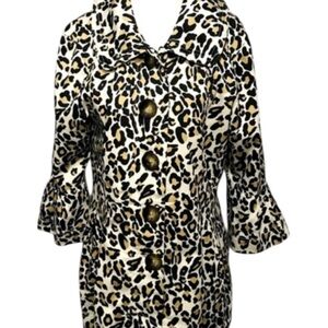 Appraisal Leopard Print Trench Coat with ruffle detail sleeves size Medium